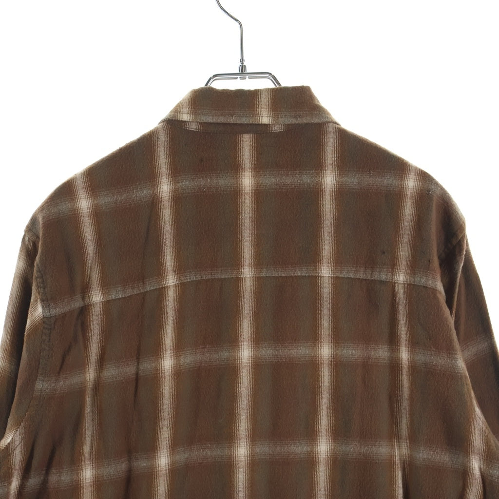 AMIRI(アミリ) ショットガン カットオフ加工 オンブレチェック 長袖シャツ ブラウン