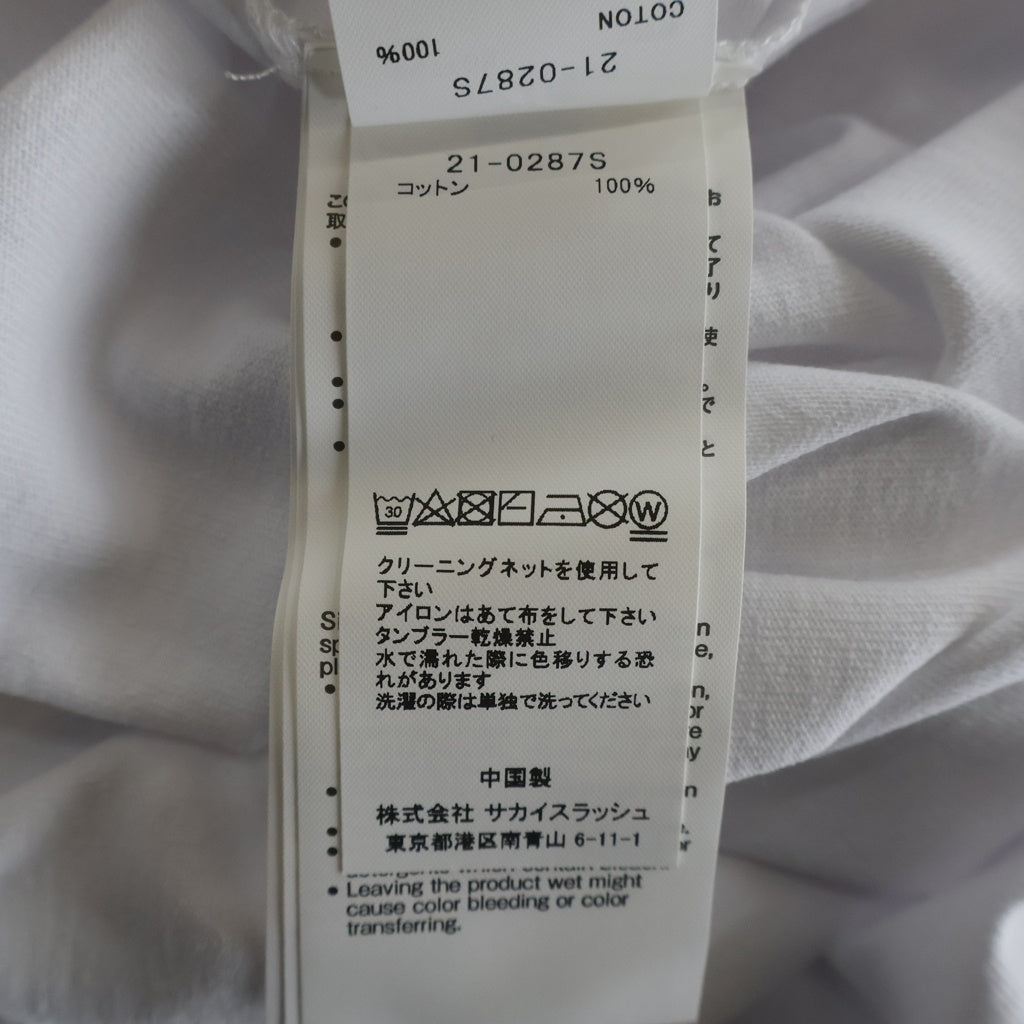 Sacai(サカイ) 21AW ×KAWS FLOCK PRINT LONG SLEEVE T-SHIRT カウズ フロックプリント コットン クルーネック長袖Tシャツ カットソー ホワイト 21-0287S