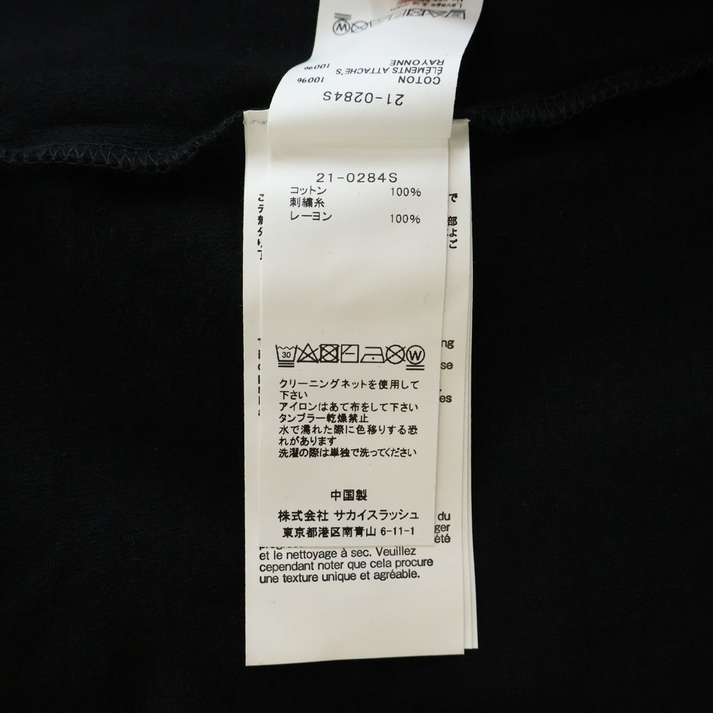 Sacai(サカイ) 21AW ×KAWS EMBROIDERY LONG SLEEVE T-SHIRT カウズ コットン ロゴエンブロイダリー レイヤード クルーネック長袖Tシャツ カットソー ブラック 21-0287S