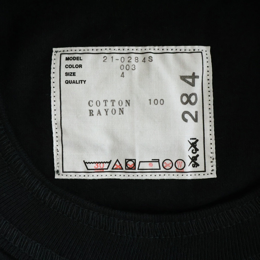 Sacai(サカイ) 21AW ×KAWS EMBROIDERY LONG SLEEVE T-SHIRT カウズ コットン ロゴエンブロイダリー レイヤード クルーネック長袖Tシャツ カットソー ブラック 21-0287S