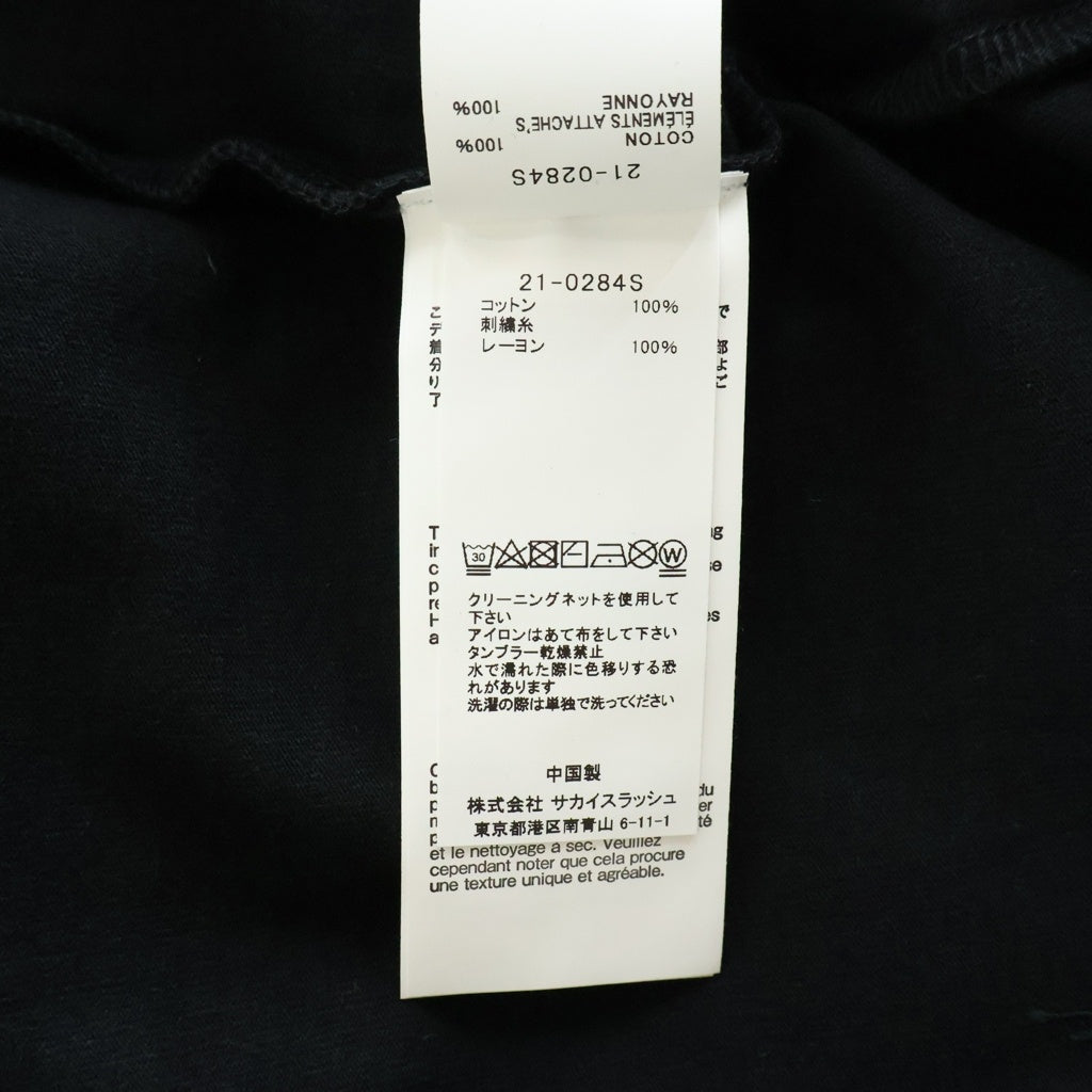 Sacai(サカイ) 21AW ×KAWS EMBROIDERY LONG SLEEVE T-SHIRT カウズ コットン ロゴエンブロイダリー レイヤード クルーネック長袖Tシャツ カットソー ブラック 21-0287S