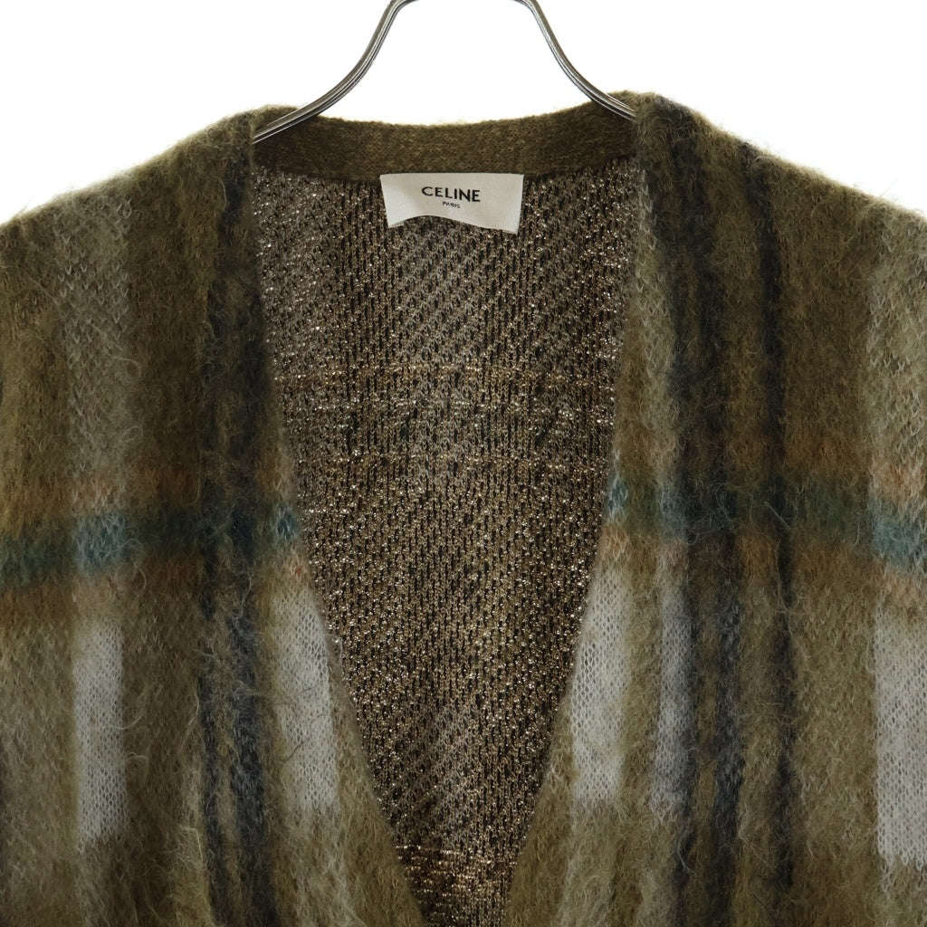 CELINE(セリーヌ) 20AW BRUSHED MOHAIR CHECK CARDIGAN ブラッシュドモヘア チェックカーディガン グリーン 2A32J204L