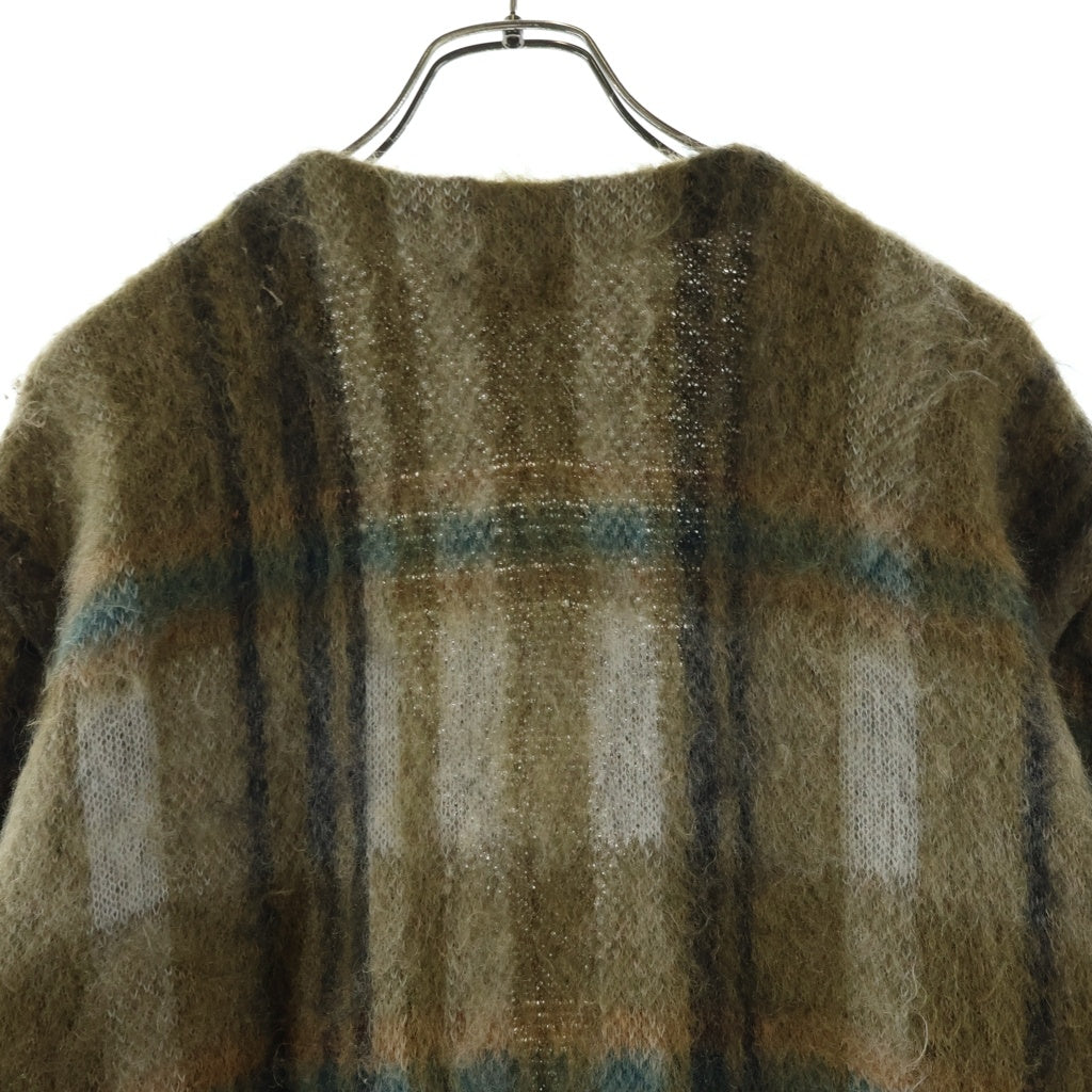 CELINE(セリーヌ) 20AW BRUSHED MOHAIR CHECK CARDIGAN ブラッシュドモヘア チェックカーディガン グリーン 2A32J204L