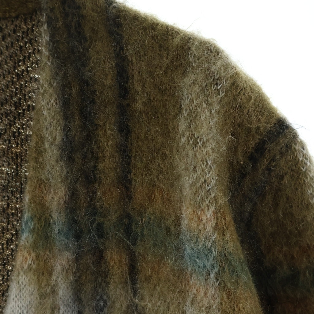 CELINE(セリーヌ) 20AW BRUSHED MOHAIR CHECK CARDIGAN ブラッシュドモヘア チェックカーディガン グリーン 2A32J204L