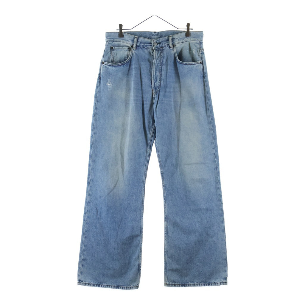 Acne Studios(アクネ ストゥディオズ) 2021M LIGHT BLUE VINTAGE ライトブルー ヴィンテージ ダメージ加工 ボタンフライ ルーズフィットジーンズ デニムパンツ インディゴ B00277