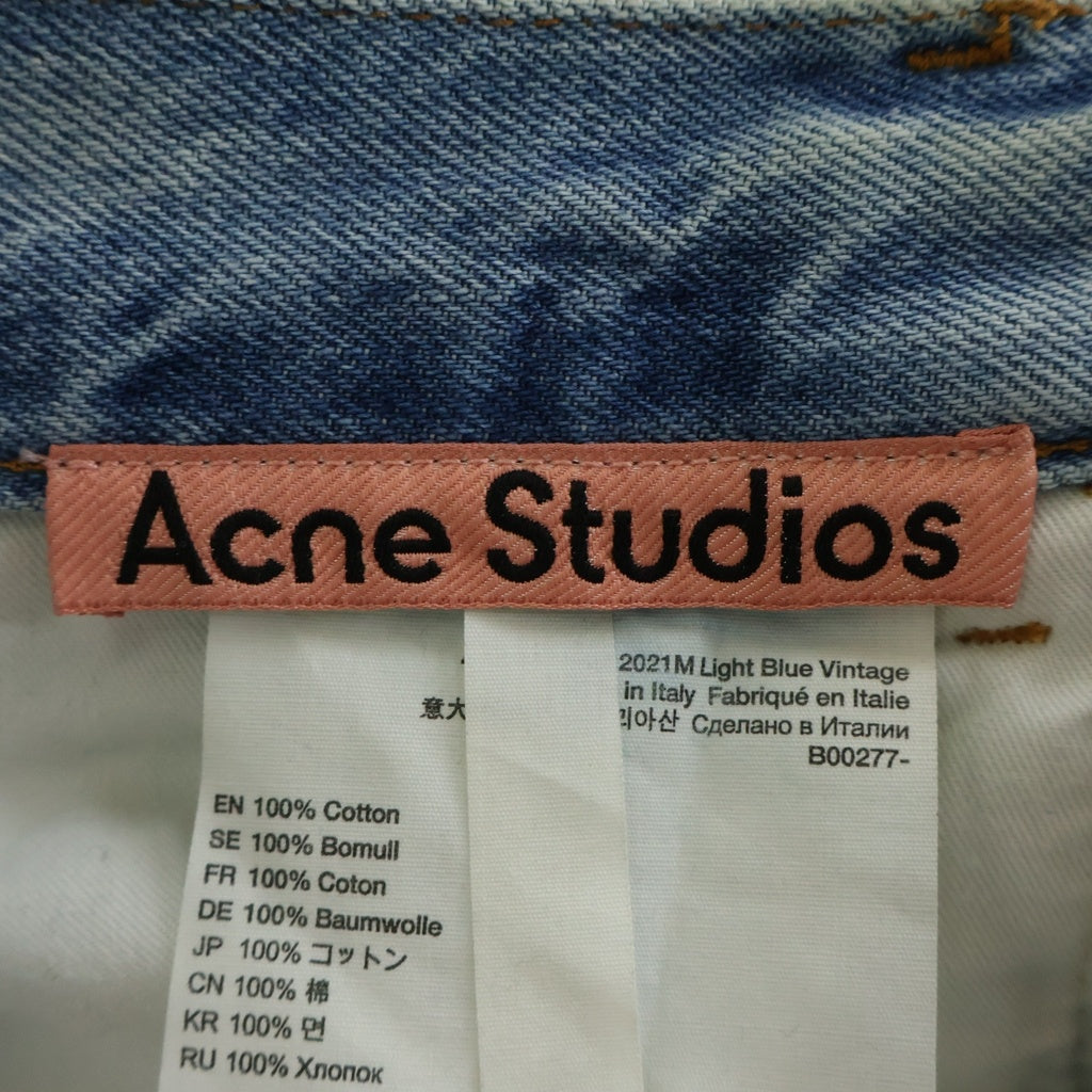Acne Studios(アクネ ストゥディオズ) 2021M LIGHT BLUE VINTAGE ライトブルー ヴィンテージ ダメージ加工 ボタンフライ ルーズフィットジーンズ デニムパンツ インディゴ B00277