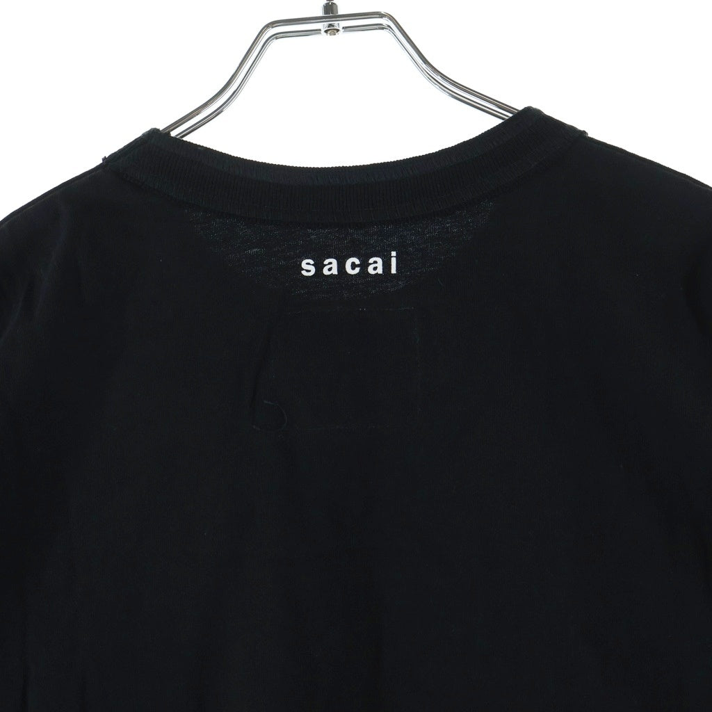 Sacai(サカイ) 21AW ×KAWS FLOCK PRINT T-SHIRT カウズ フロックプリント コットン クルーネックTシャツ カットソー ブラック 21-0288S