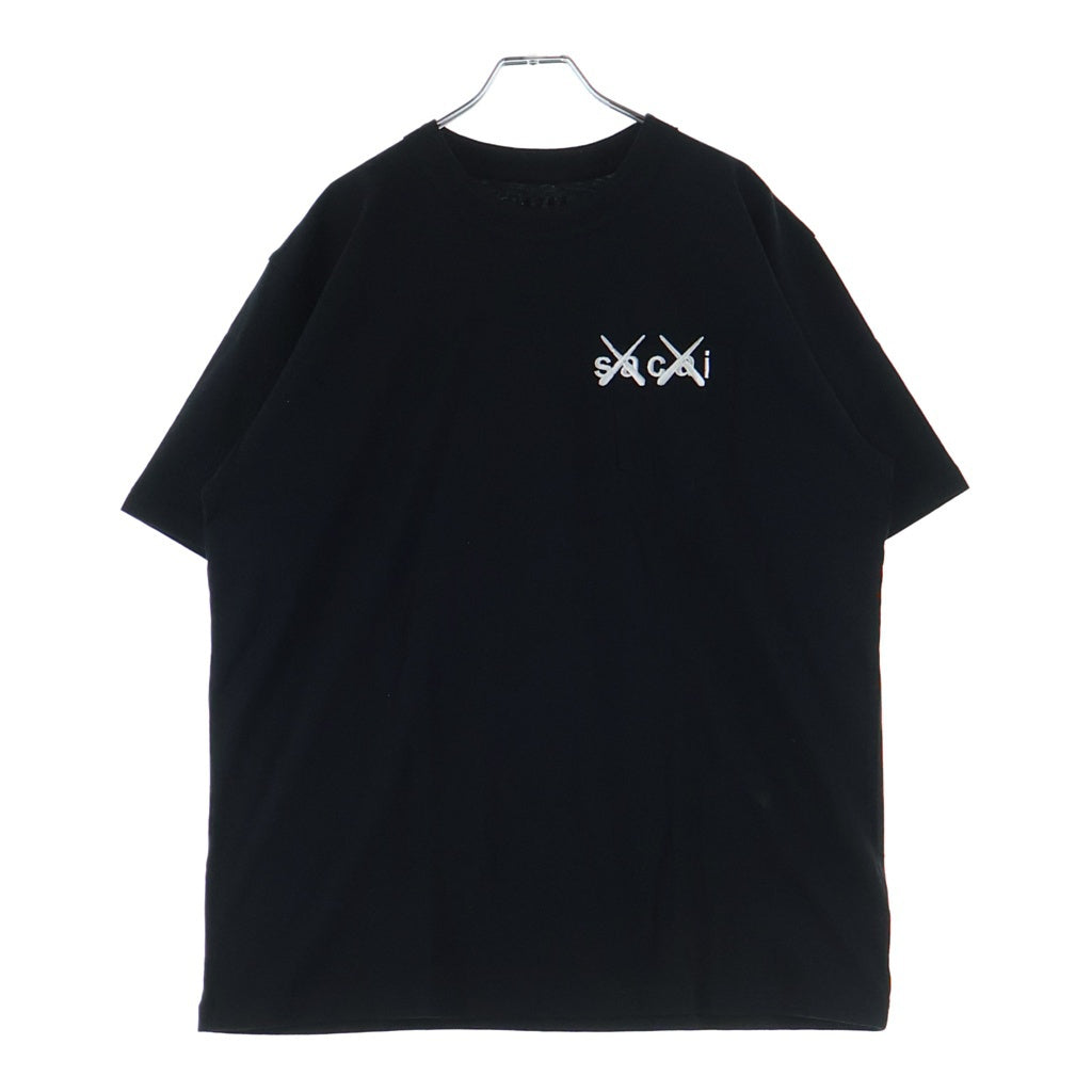 Sacai(サカイ) 21AW ×KAWS EMBROIDERY カウズ コットン ロゴエンブロイダリー クルーネックTシャツ カットソー ブラック 21-0285S