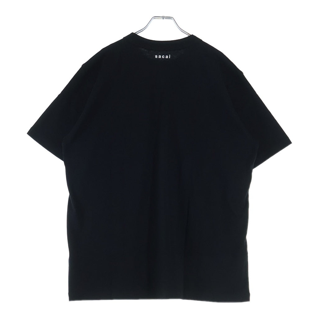 Sacai(サカイ) 21AW ×KAWS EMBROIDERY カウズ コットン ロゴエンブロイダリー クルーネックTシャツ カットソー ブラック 21-0285S