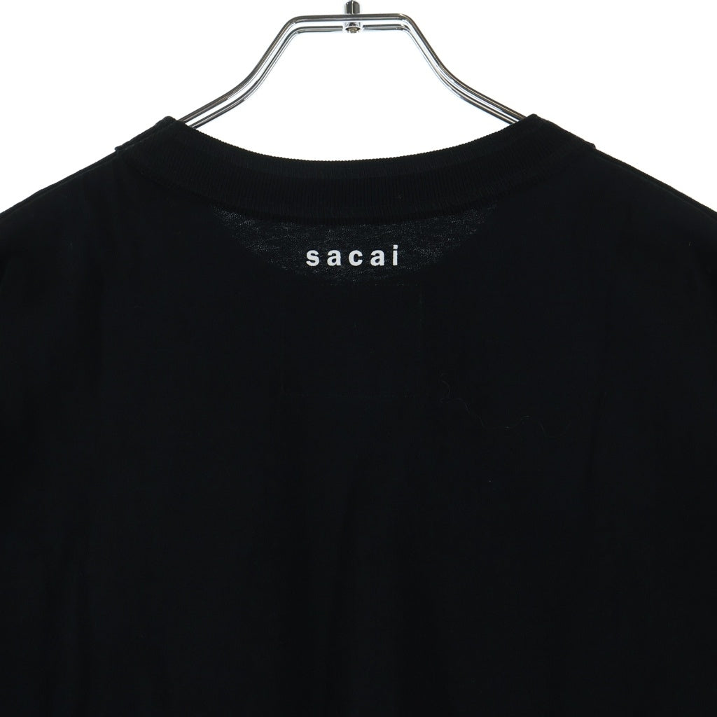 Sacai(サカイ) 21AW ×KAWS EMBROIDERY カウズ コットン ロゴエンブロイダリー クルーネックTシャツ カットソー ブラック 21-0285S