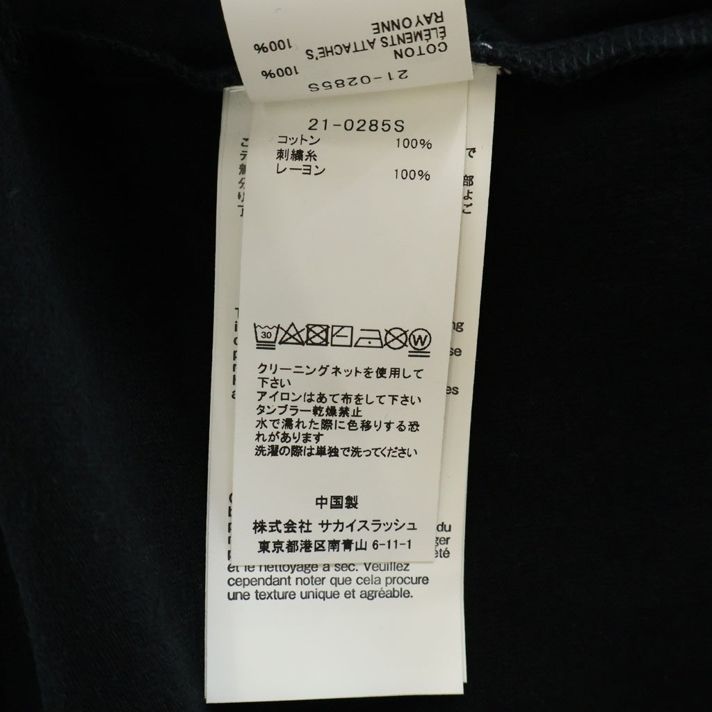 Sacai(サカイ) 21AW ×KAWS EMBROIDERY カウズ コットン ロゴエンブロイダリー クルーネックTシャツ カットソー ブラック 21-0285S