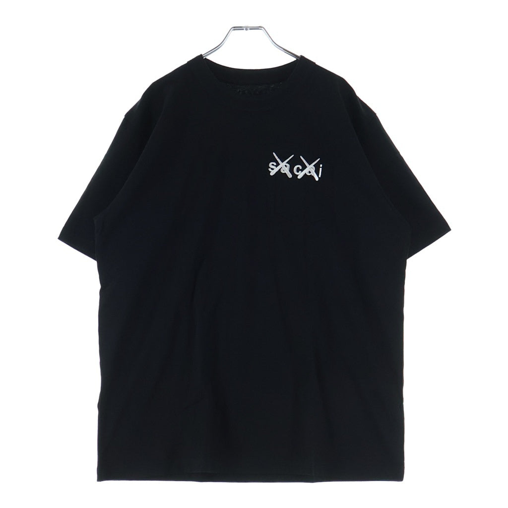 Sacai(サカイ) 21AW ×KAWS EMBROIDERY カウズ コットン ロゴエンブロイダリー クルーネックTシャツ カットソー ブラック 21-0285S