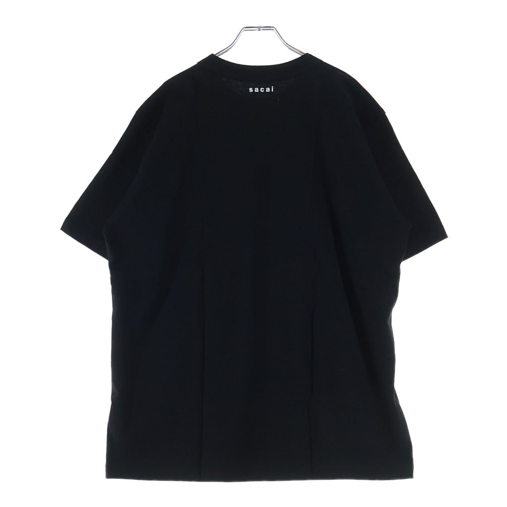 Sacai(サカイ) 21AW ×KAWS EMBROIDERY カウズ コットン ロゴエンブロイダリー クルーネックTシャツ カットソー ブラック 21-0285S