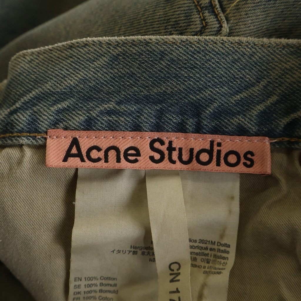 Acne Studios(アクネ ストゥディオズ) 2021M デルタ バックロゴパッチ ウオッシュド加工 マルチポケット ボタンフライ レギュラー フィット デニム パンツ B00338