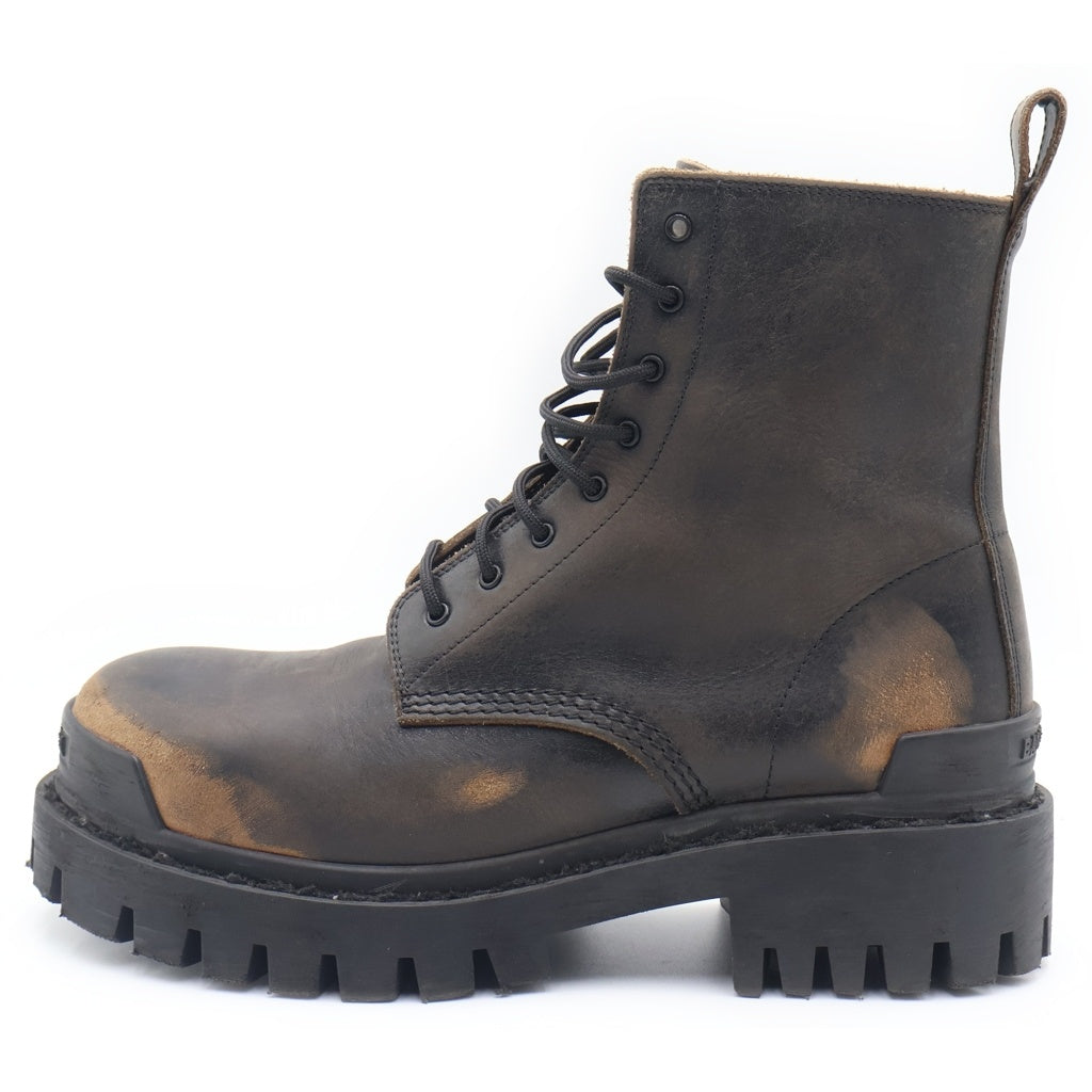 BALENCIAGA(バレンシアガ) STRIKE BOOTIE ダメージ加工 ストライク レースアップ レザー ブーツ ブラウン 670633
