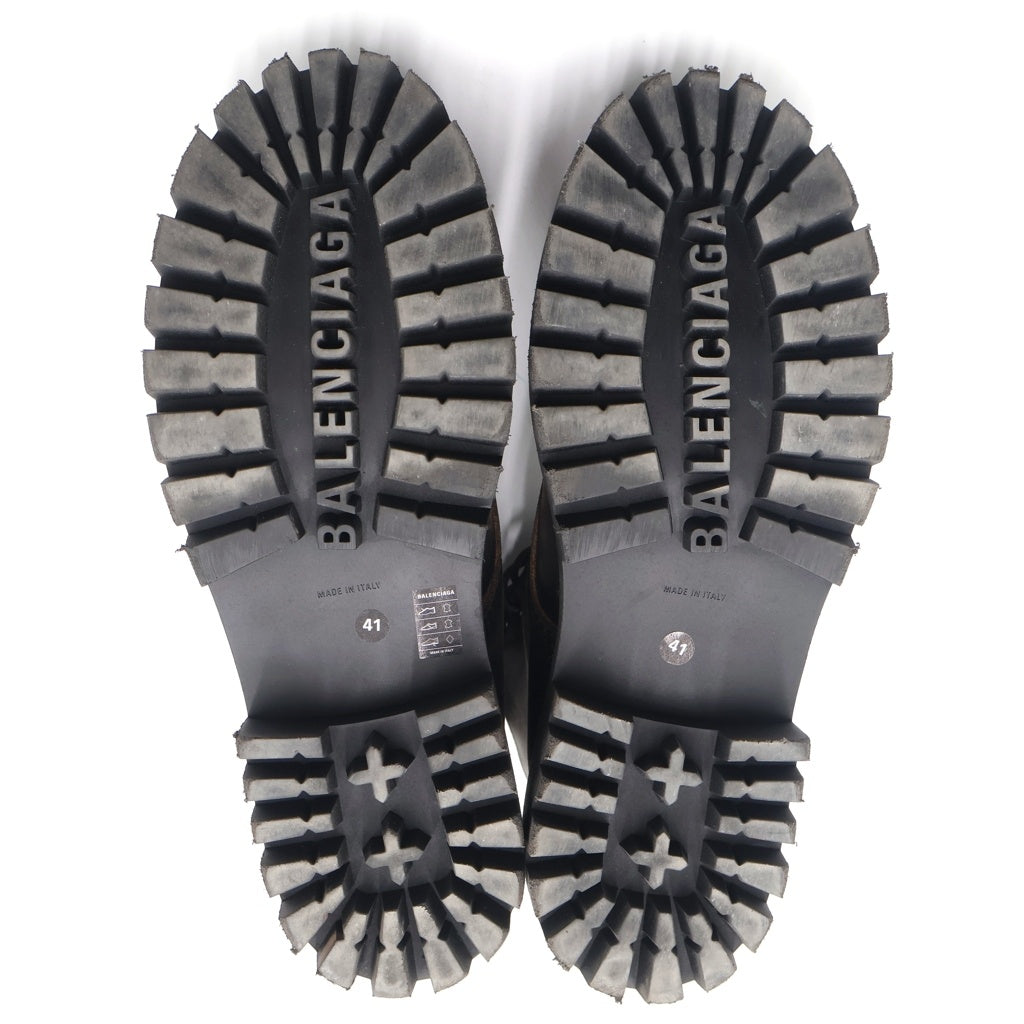 BALENCIAGA(バレンシアガ) STRIKE BOOTIE ダメージ加工 ストライク レースアップ レザー ブーツ ブラウン 670633