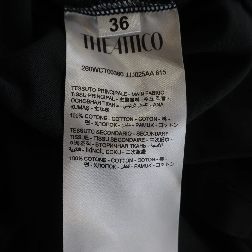 THE ATTICO(ジ・アティコ) 26SS ロゴ刺繍 モックネック半袖Tシャツ カットソー ブラック 260WCT00360