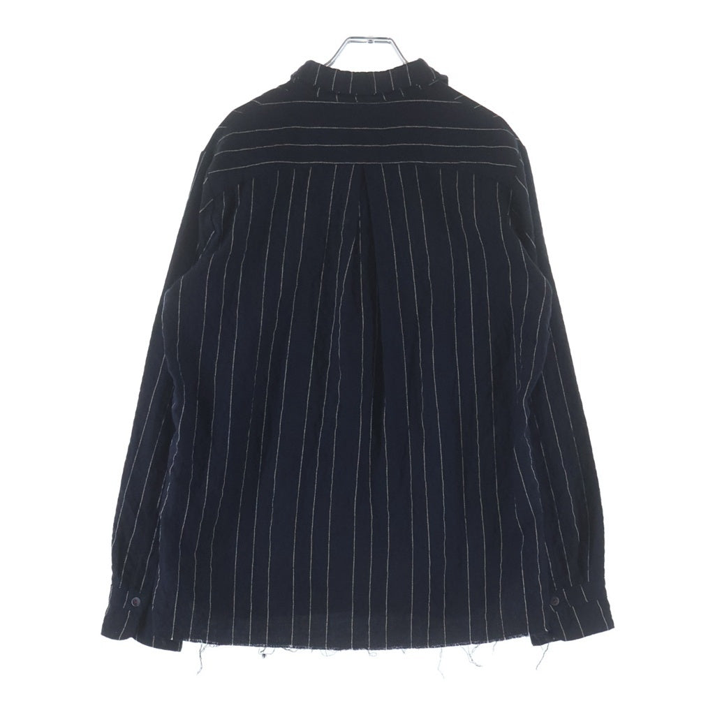 NO BRAND(ノーブランド) H+ HANNOH WESSEL (アッシュプリュス アノー ヴェセル) ストライプ コットン 長袖シャツ ネイビー/ホワイト