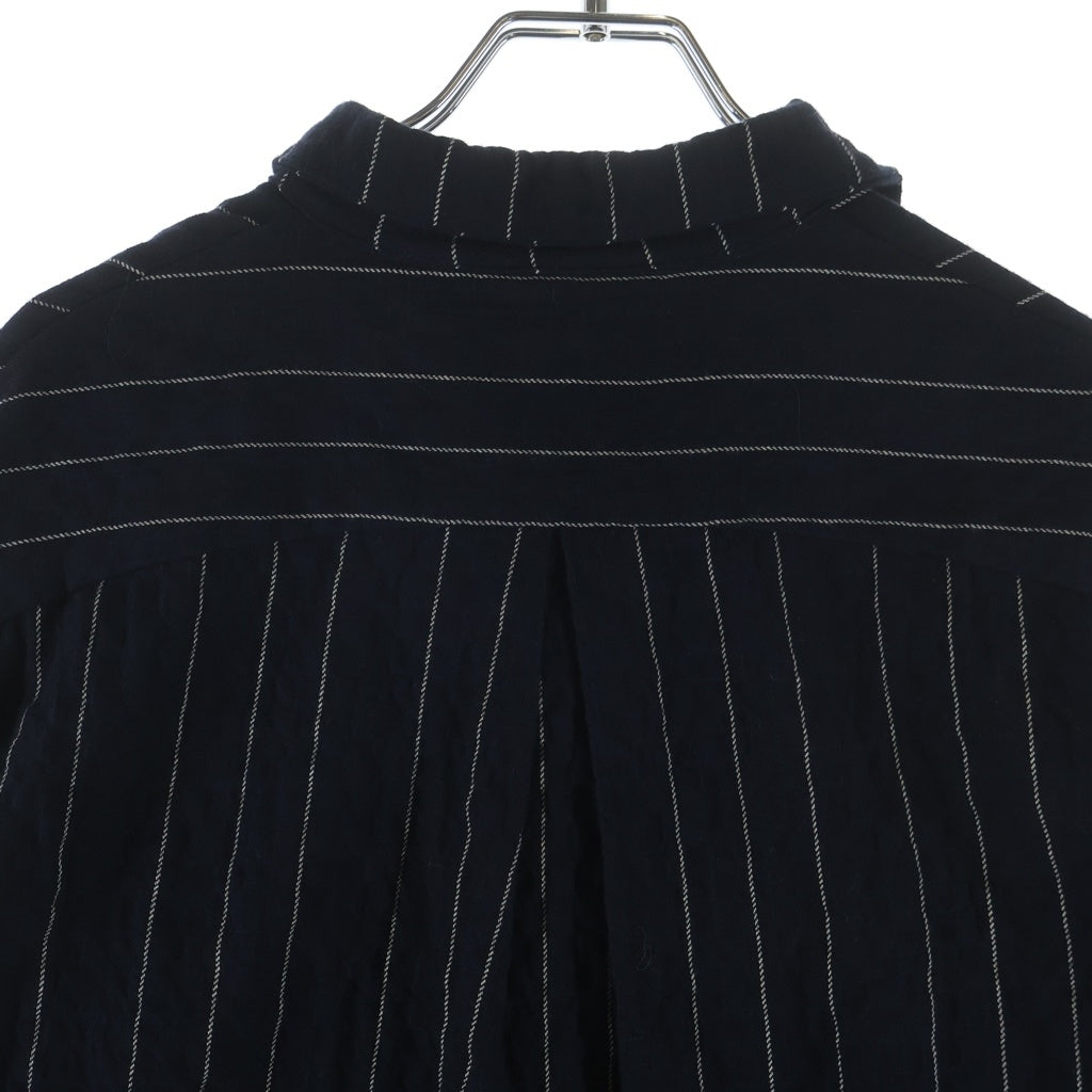 NO BRAND(ノーブランド) H+ HANNOH WESSEL (アッシュプリュス アノー ヴェセル) ストライプ コットン 長袖シャツ ネイビー/ホワイト