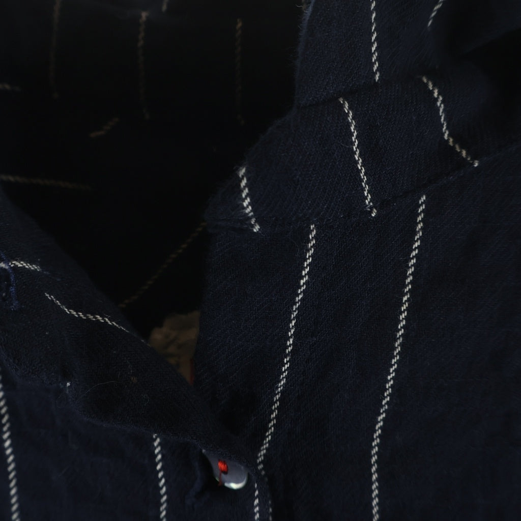 NO BRAND(ノーブランド) H+ HANNOH WESSEL (アッシュプリュス アノー ヴェセル) ストライプ コットン 長袖シャツ ネイビー/ホワイト