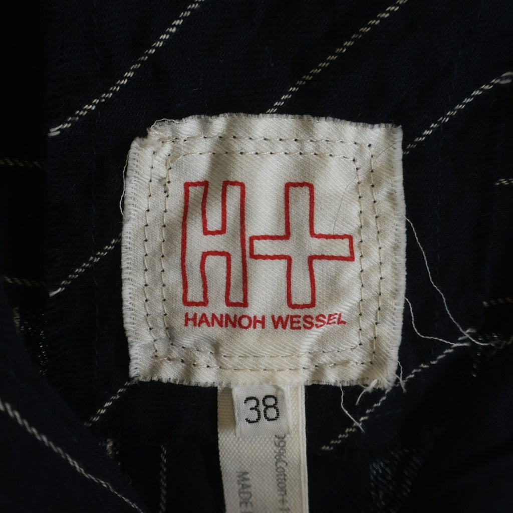 NO BRAND(ノーブランド) H+ HANNOH WESSEL (アッシュプリュス アノー ヴェセル) ストライプ コットン 長袖シャツ ネイビー/ホワイト