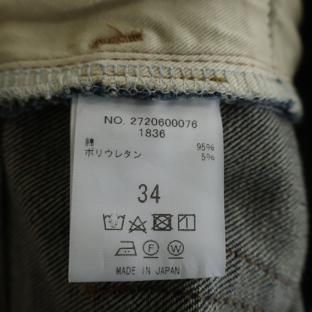 RON HERMAN DENIM(ロンハーマンデニム) ダメージ リペア加工 ストレート ジップフライ デニムパンツ インディゴ 2720600076