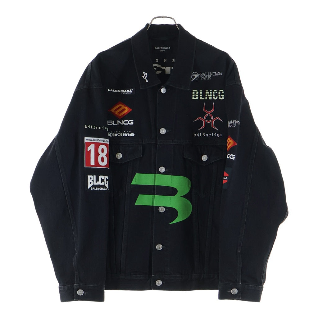 BALENCIAGA(バレンシアガ) 21AW GAMER LOGO DENIM JACKET ゲーマーロゴ デニムジャケット ブラック 664810 TBP47