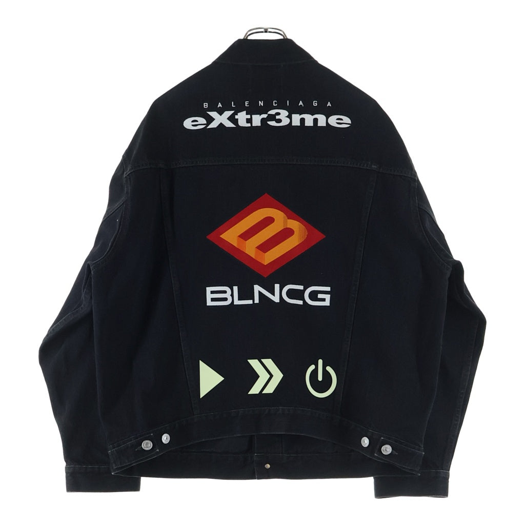 BALENCIAGA(バレンシアガ) 21AW GAMER LOGO DENIM JACKET ゲーマーロゴ デニムジャケット ブラック 664810 TBP47