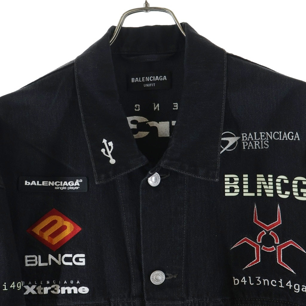 BALENCIAGA(バレンシアガ) 21AW GAMER LOGO DENIM JACKET ゲーマーロゴ デニムジャケット ブラック 664810 TBP47