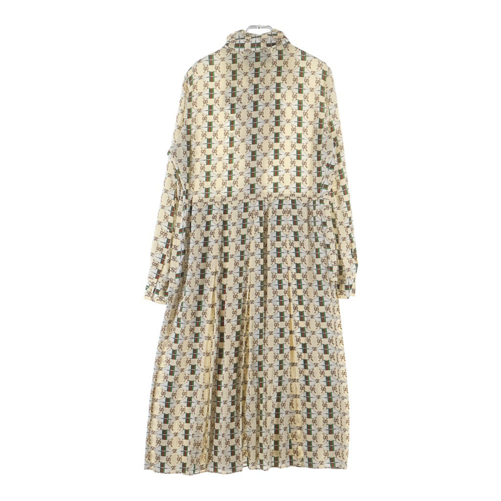 GUCCI(グッチ) ウェブキスプリント 総柄 ボウタイ ワンピースドレス アイボリー レディース 477109 ZJX14