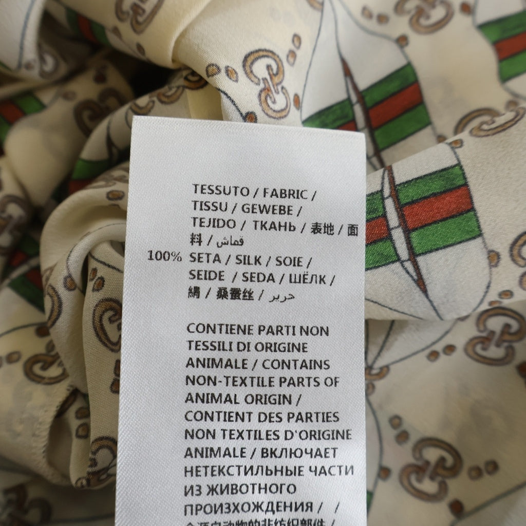 GUCCI(グッチ) ウェブキスプリント 総柄 ボウタイ ワンピースドレス アイボリー レディース 477109 ZJX14
