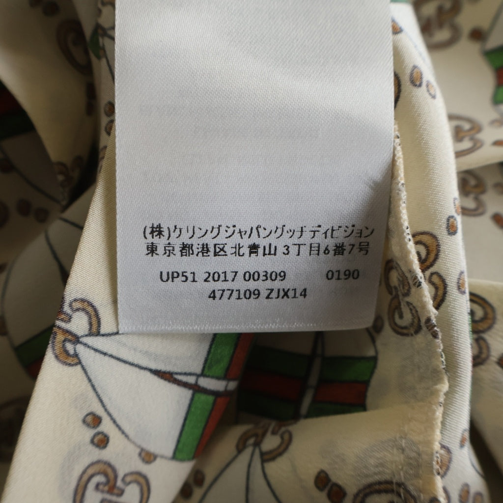 GUCCI(グッチ) ウェブキスプリント 総柄 ボウタイ ワンピースドレス アイボリー レディース 477109 ZJX14