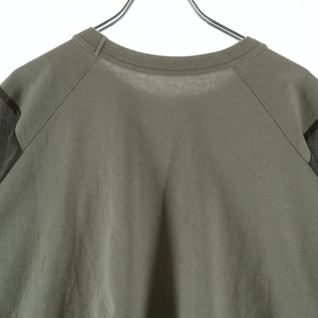 Sacai(サカイ) SOLID SATIN COTTON JERSEY ソリッドサテン コットンジャージー クルーネック半袖Tシャツカットソー カーキ 23-06567