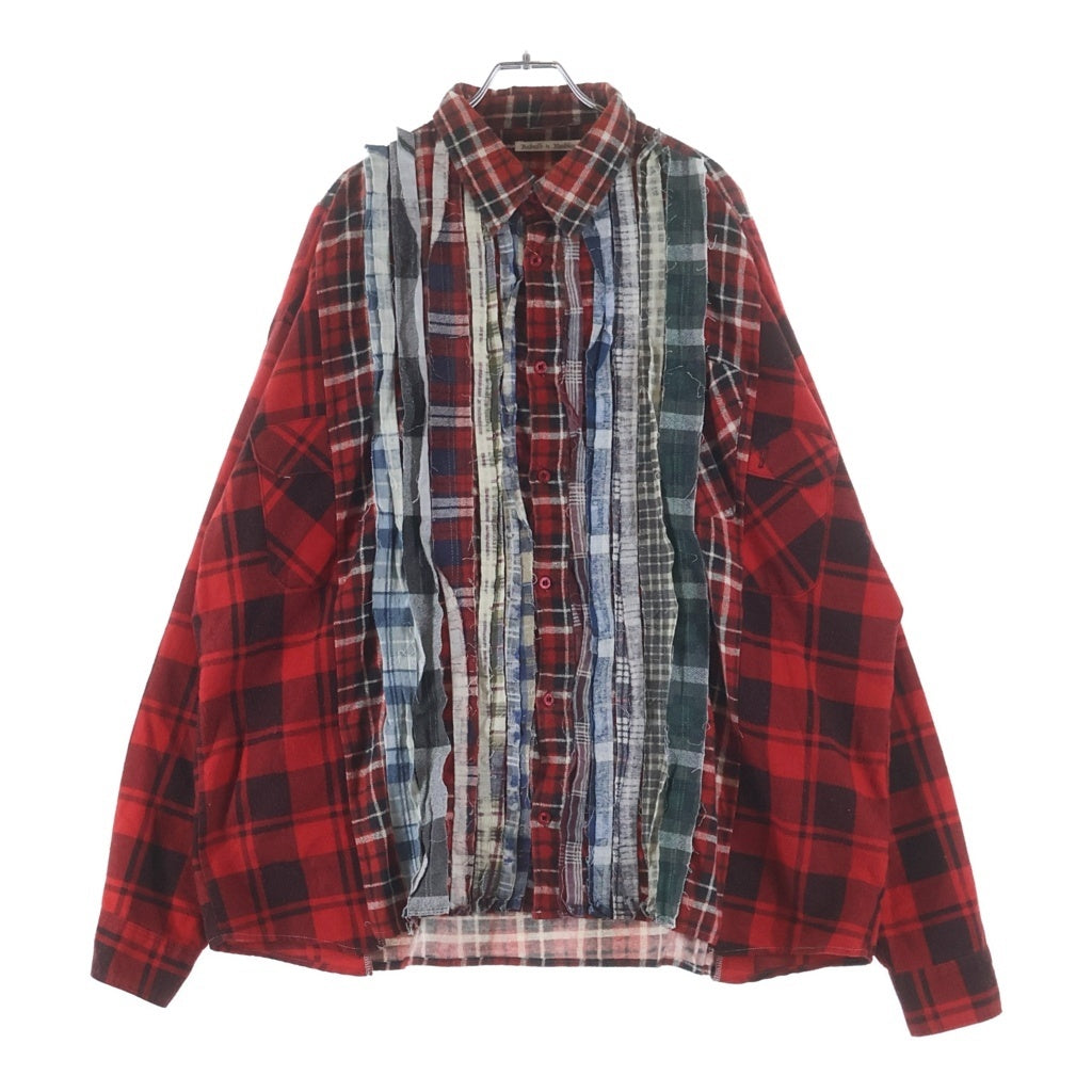 Rebuild by needles(リビルドバイニードルス) 再構築デザイン チェック柄 レギュラーカラー コットン 長袖シャツ レッド OT299
