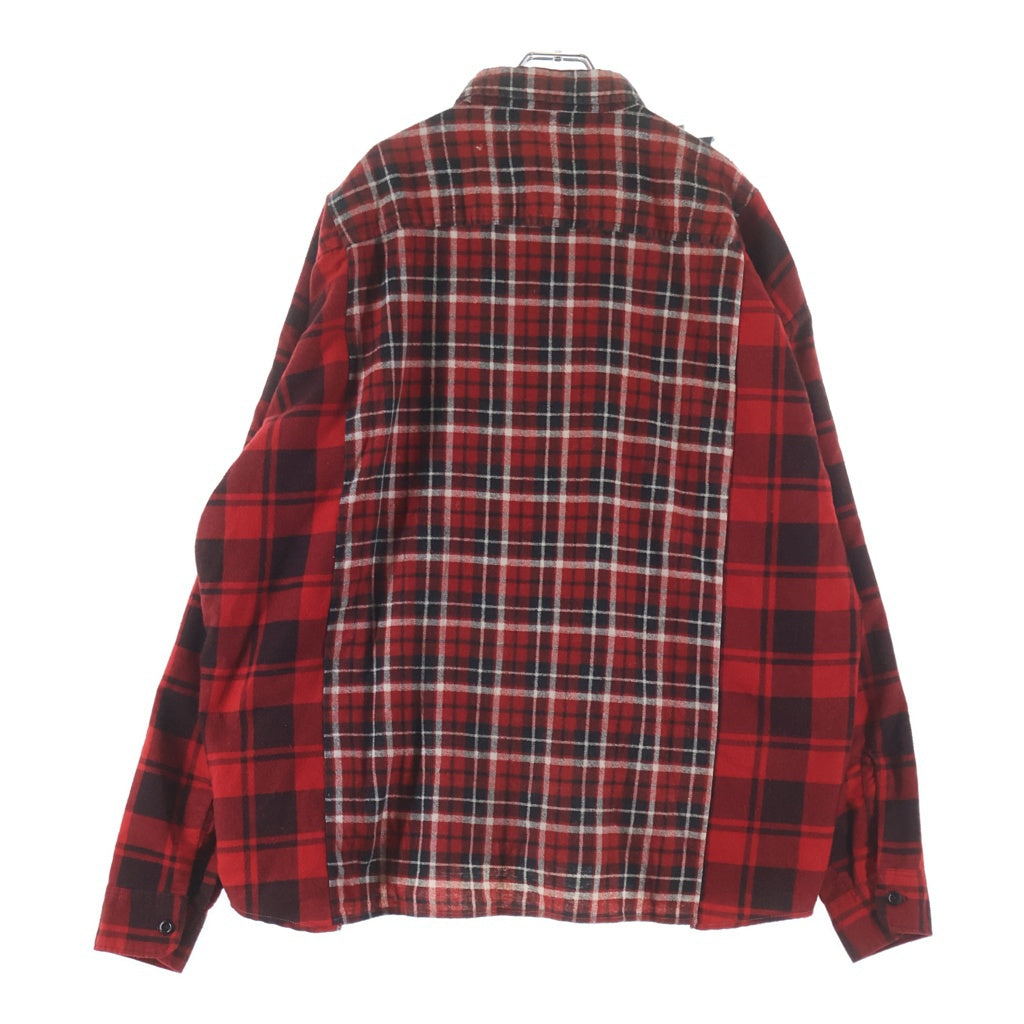 Rebuild by needles(リビルドバイニードルス) 再構築デザイン チェック柄 レギュラーカラー コットン 長袖シャツ レッド OT299