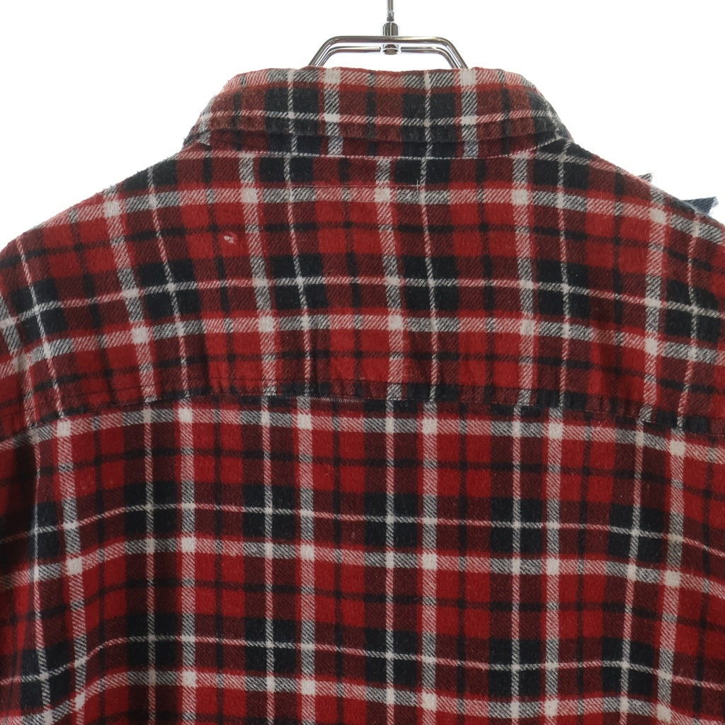 Rebuild by needles(リビルドバイニードルス) 再構築デザイン チェック柄 レギュラーカラー コットン 長袖シャツ レッド OT299