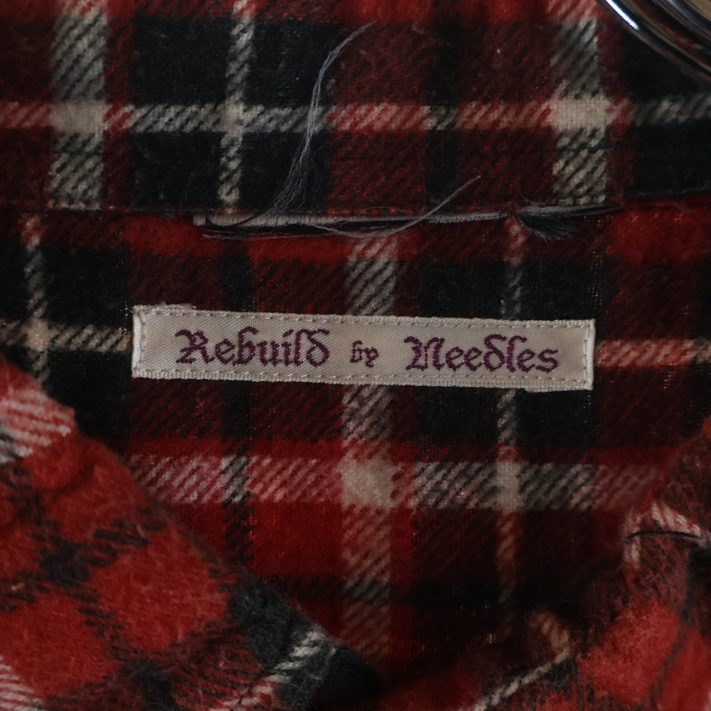 Rebuild by needles(リビルドバイニードルス) 再構築デザイン チェック柄 レギュラーカラー コットン 長袖シャツ レッド OT299