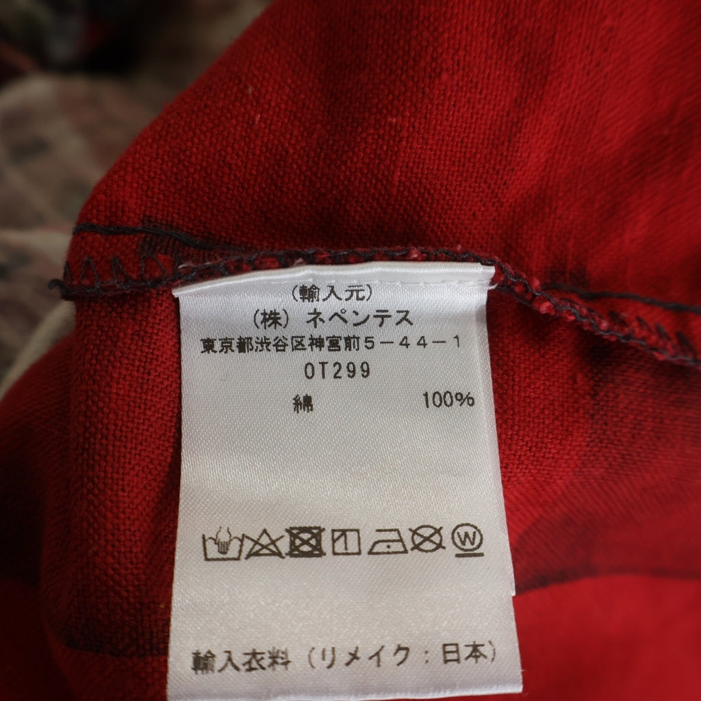 Rebuild by needles(リビルドバイニードルス) 再構築デザイン チェック柄 レギュラーカラー コットン 長袖シャツ レッド OT299