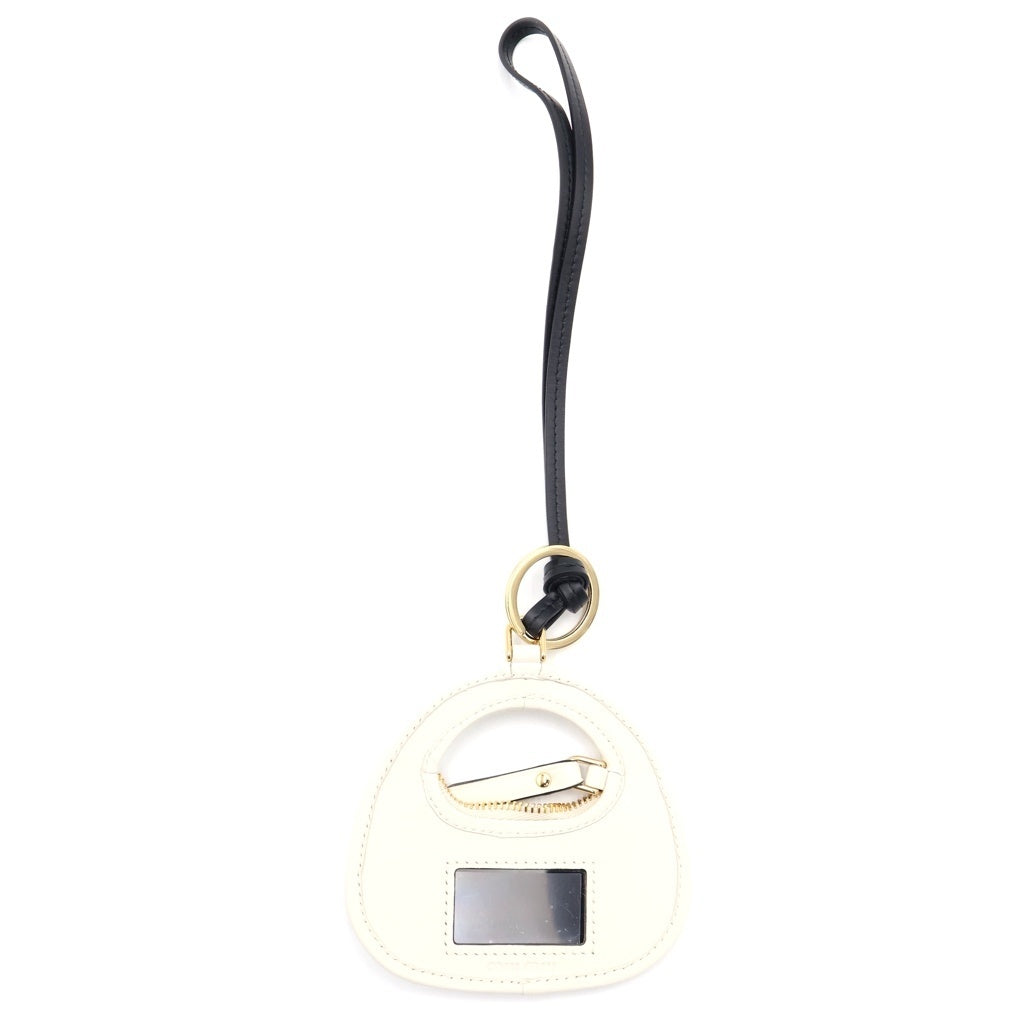 miumiu(ミュウミュウ) TRICK PELLE WANDER KEYCHAIN レザートリック ワンダー バッグ型チャーム キーリング ホワイト/ブラック 5TL357 2CWB F0009 レディース