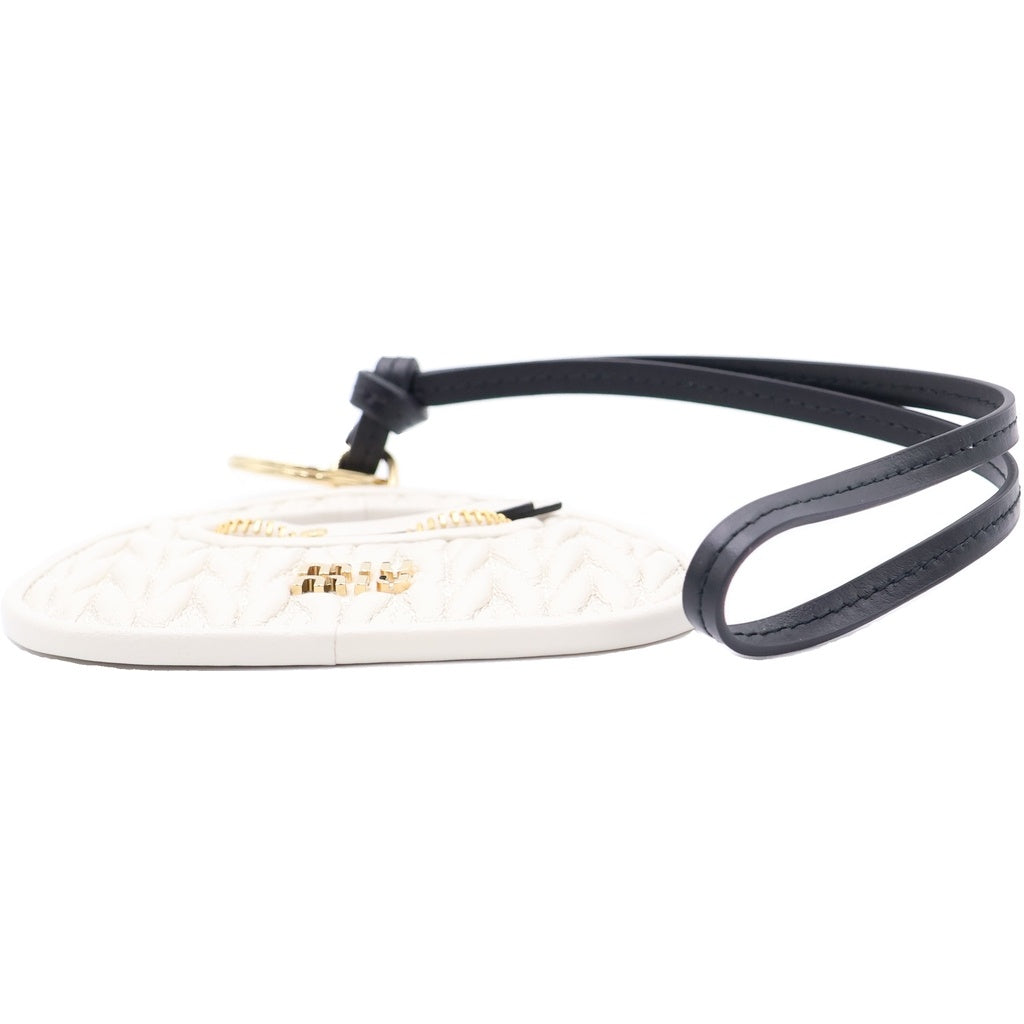 miumiu(ミュウミュウ) TRICK PELLE WANDER KEYCHAIN レザートリック ワンダー バッグ型チャーム キーリング ホワイト/ブラック 5TL357 2CWB F0009 レディース
