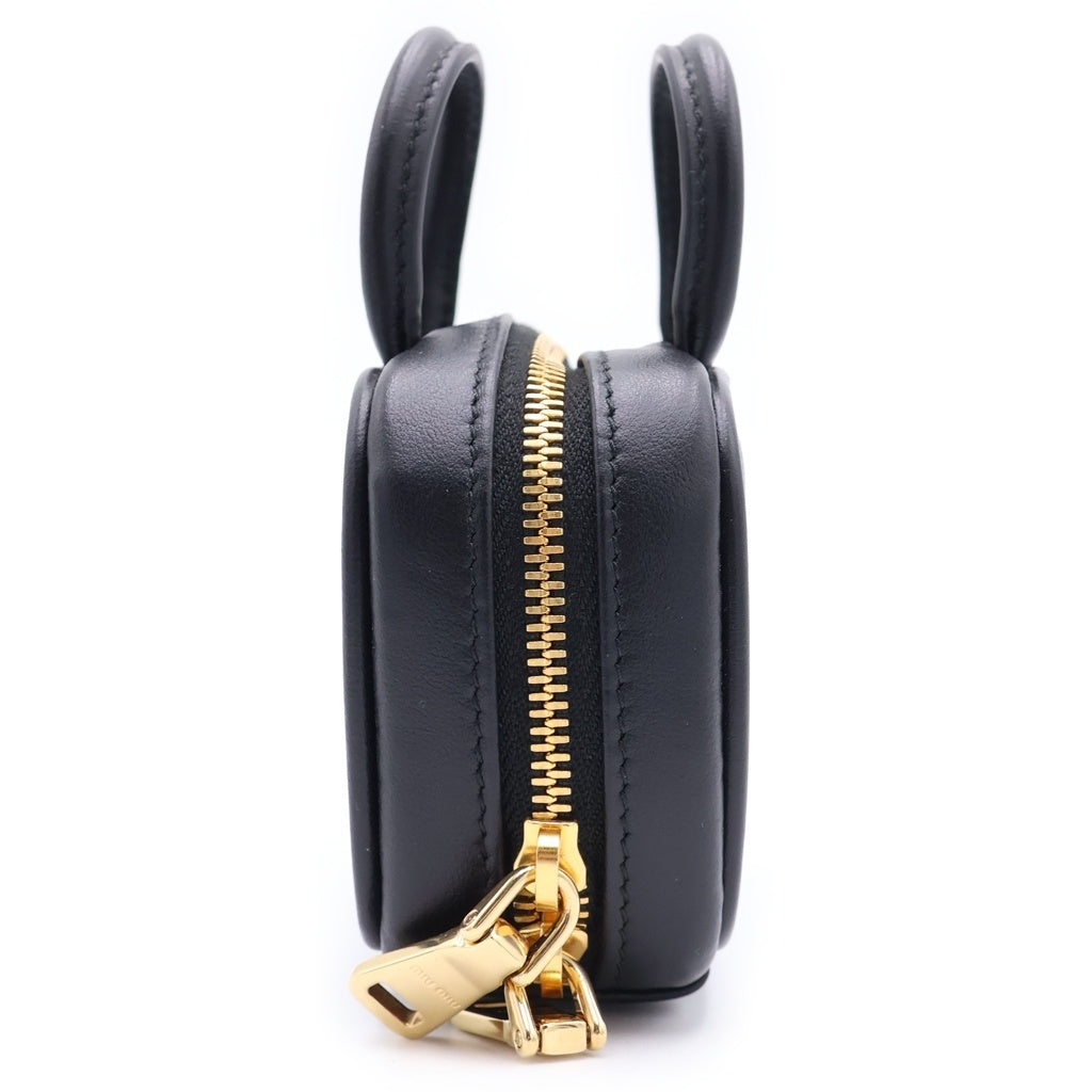 miumiu(ミュウミュウ) BEAU LEATHER MICRO-BAG ボー ロゴエンボス加工 マイクロバック レザーチャーム キーホルダー ブラック 5NR036 2F8W F0002 レディース