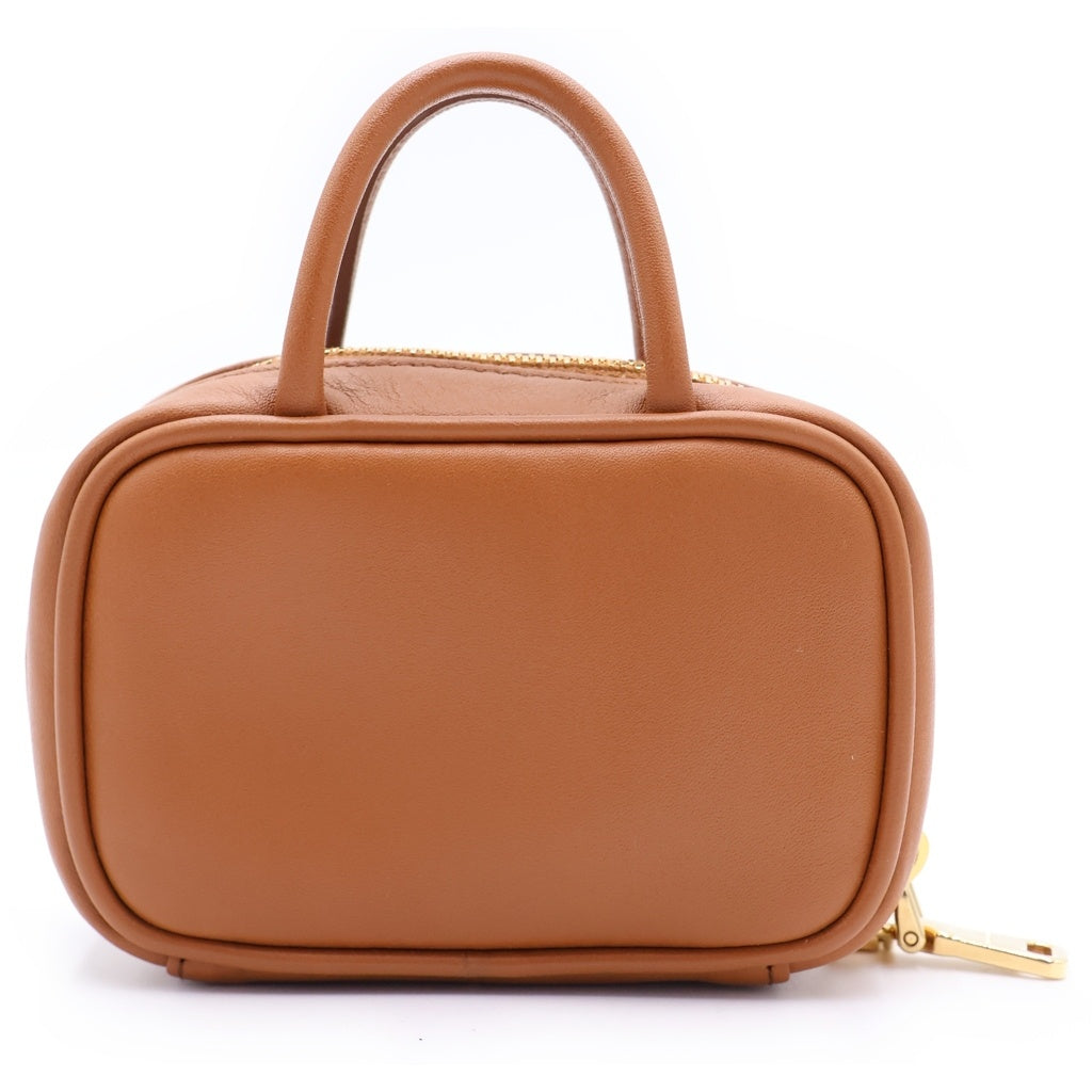 miumiu(ミュウミュウ) BEAU LEATHER MICRO-BAG ボー ロゴエンボス加工 マイクロバック レザーチャーム キーホルダー ブラウン 5NR036 2F8W F0046 レディース