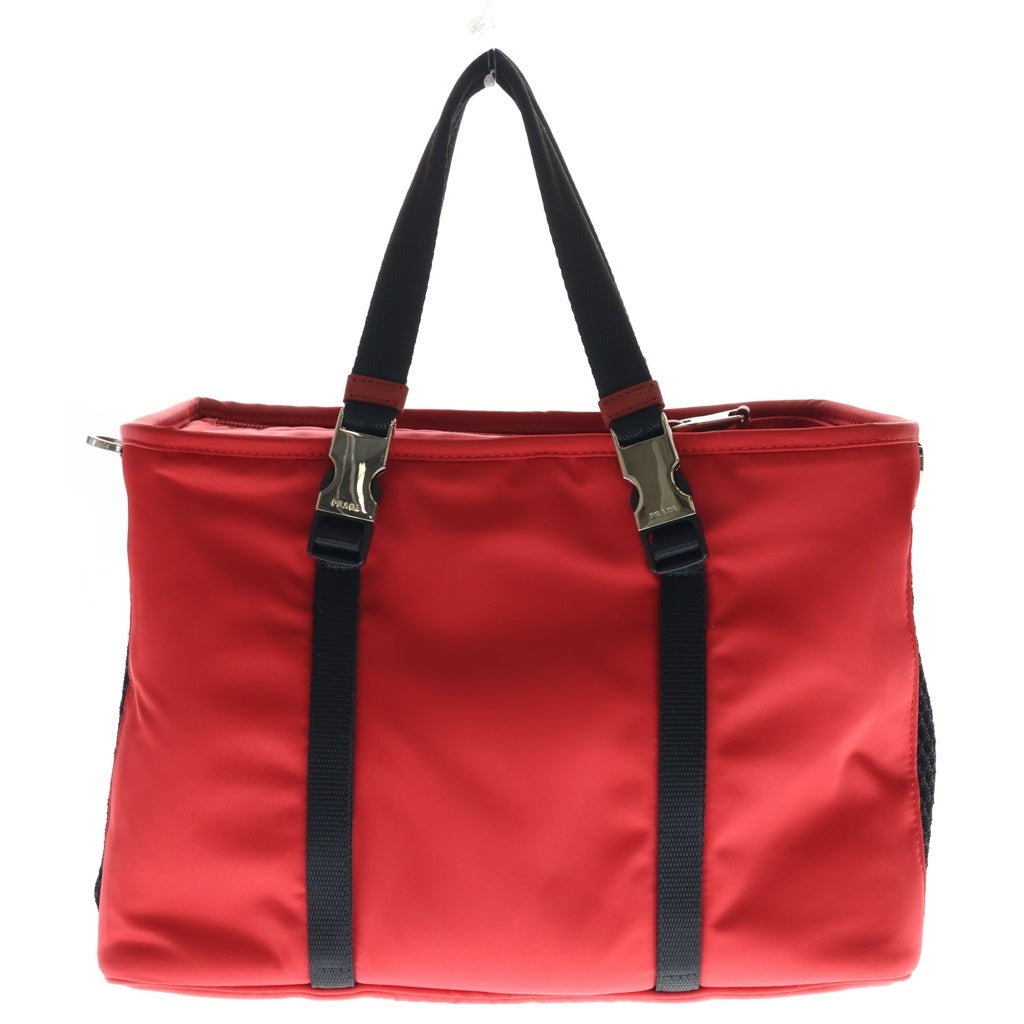 PRADA(プラダ) RE-NYLON PET BAG リナイロン サフィアーノレザー 三角ロゴプレート ペットバッグ ハンドバッグ レッド 2VC030 2DMT F0KY6 レディース