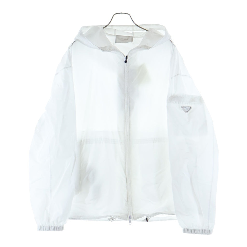 PRADA(プラダ) RE-NYLON リナイロン トライアングルロゴプレート フーデッドナイロンジャケット ジップアップブルゾン ホワイト SGC835