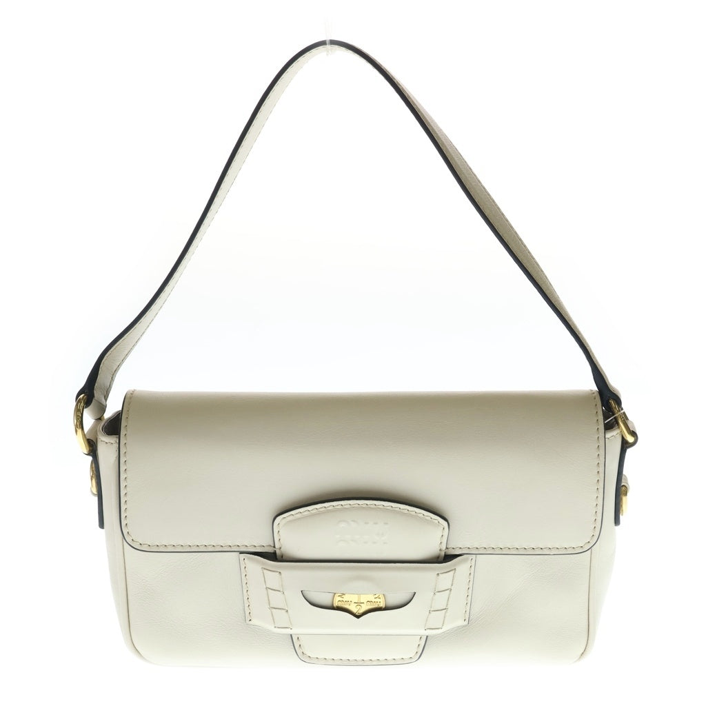 miumiu(ミュウミュウ) CFINE CALF ペニーレザー 2WAY ショルダー ハンドバッグ ホワイト 5BD270 レディース