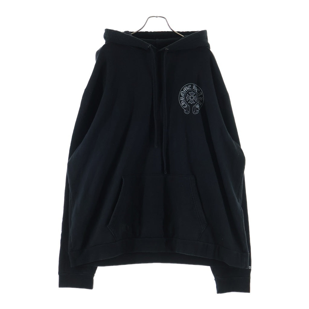 CHROME HEARTS(クロムハーツ) WWW.CHROMEHEARTS.COM SILVER GLITTER HOODIE オンライン限定 グリッター ホースシューバックプリント プルオーバースウェットパーカー フーディー ブラック