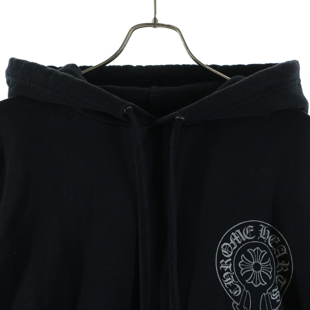 CHROME HEARTS(クロムハーツ) WWW.CHROMEHEARTS.COM SILVER GLITTER HOODIE オンライン限定 グリッター ホースシューバックプリント プルオーバースウェットパーカー フーディー ブラック