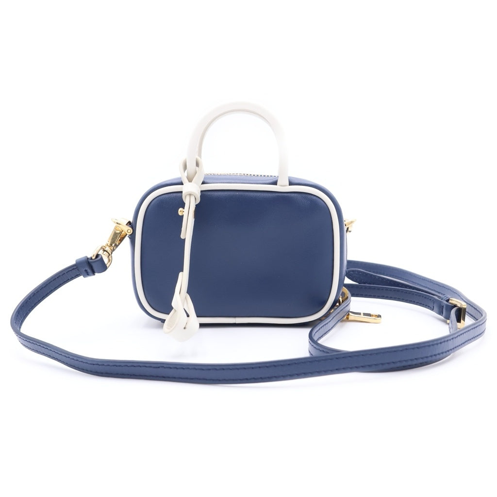 miumiu(ミュウミュウ) BEAU LEATHER MICRO-BAG ボー ロゴエンボス加工 マイクロバック レザーチャーム キーホルダー ブルー/ホワイト 5NR020 レディース