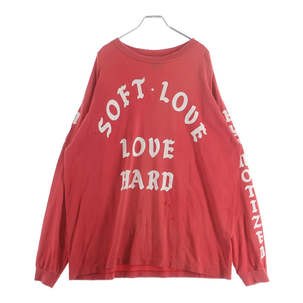SAINT MICHAEL(セントマイケル) 24SS LS TEE SOFT LOVE ソフト ラブプリント加工Tシャツ 長袖クルーネックカットソー レッド SM-YS8-0000-021