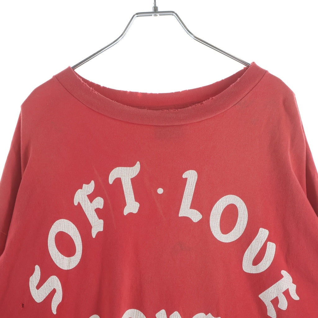 SAINT MICHAEL(セントマイケル) 24SS LS TEE SOFT LOVE ソフト ラブプリント加工Tシャツ 長袖クルーネックカットソー レッド SM-YS8-0000-021